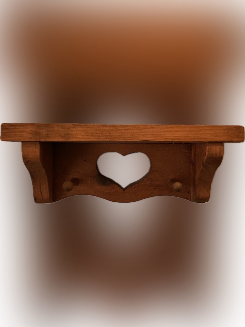 Wooden Heart Cutout Accent shelf - Warm Brown Decor